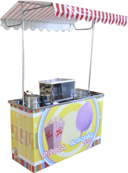 Barraca Algodão Doce E Pipoca - Algodao Doce Carrinho Png (500x400), Png Download