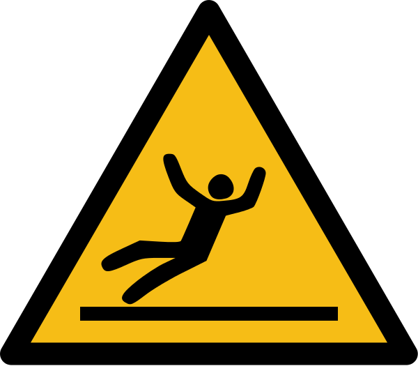 How To Avoid The Dangers Of Falling - Figure Slipping In Warning Triangle Sign (600x525), Png Download