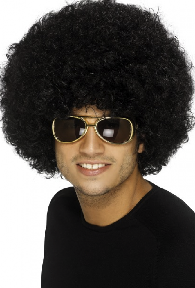 70s Funky Afro Wig Black 120g Smiffys (988x988), Png Download