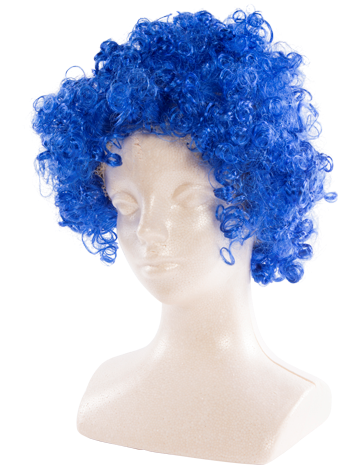 Blue Curly Party Wig - Blue (400x475), Png Download