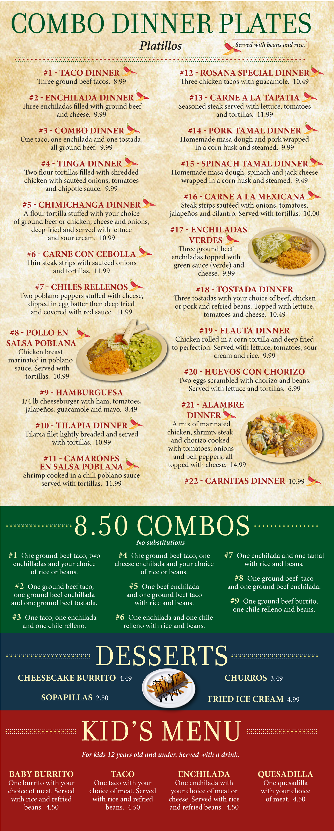 Mexican Food Takeout Menu (1269x3150), Png Download