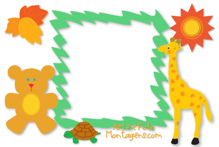 Moldura Animais - - Molduras Infantil (898x602), Png Download