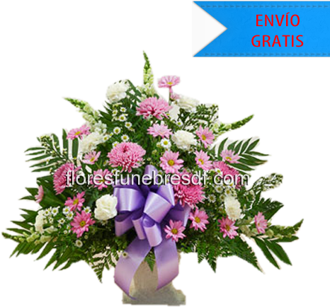 Lindos Recuerdos - Tribute Lavender & White Floor Basket Arrangement (500x500), Png Download