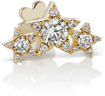 Diamond Star Garland Threaded Stud Image - Engagement Ring (376x490), Png Download