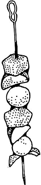 Food, Meat, Kebob - Kebab Clipart Black And White (320x640), Png Download