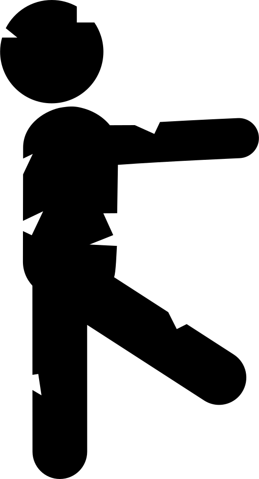 Walking Zombie Man Silhouette From Side View - Icon (530x980), Png Download