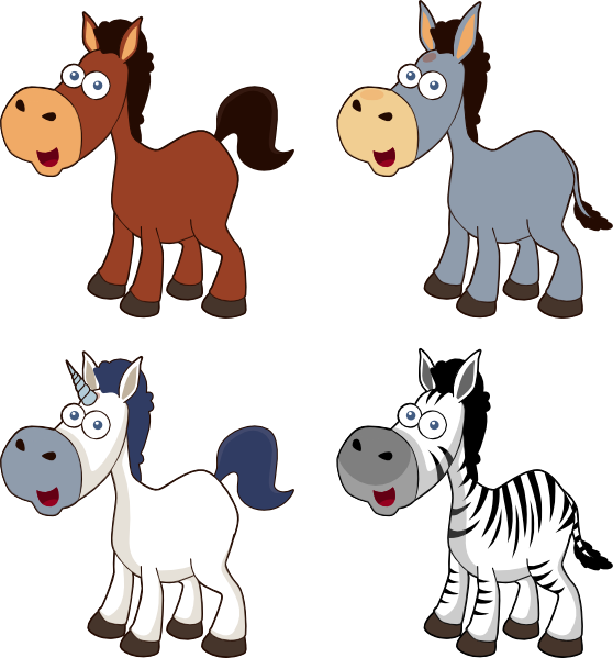 How To Set Use Cartoon Horses Svg Vector (558x599), Png Download