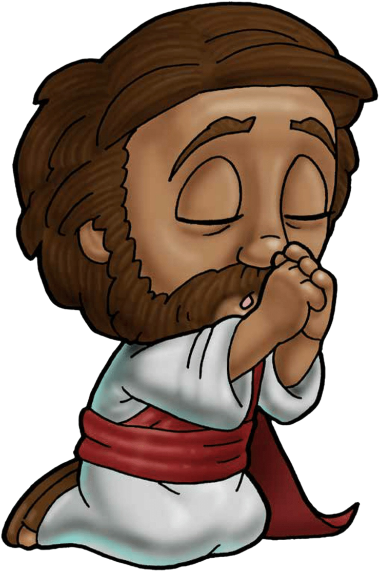 Png Free Library - Jesus Cartoon Picture Praying (800x1148), Png Download