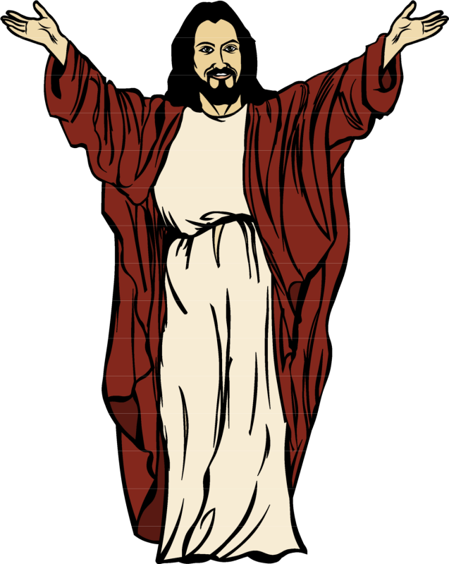 Pin Come To Jesus Clipart - Cartoon Jesus Open Arms (637x800), Png Download