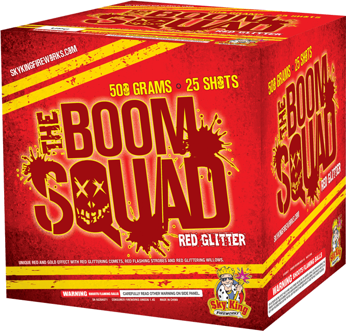 The Boom Squad Red Glitter - Box (700x700), Png Download