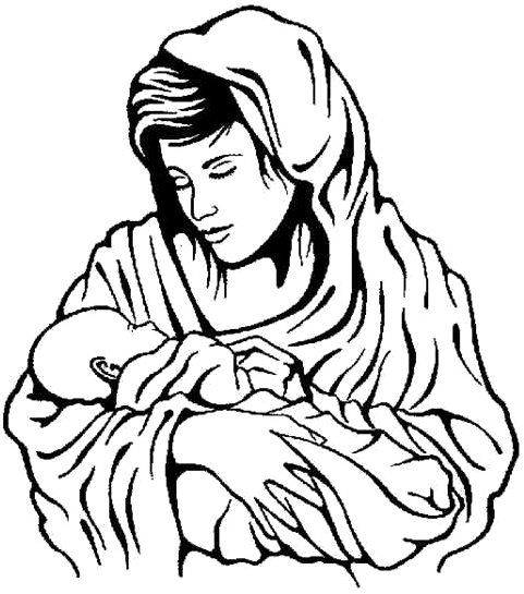 Mary And Jesus Clipart (480x560), Png Download