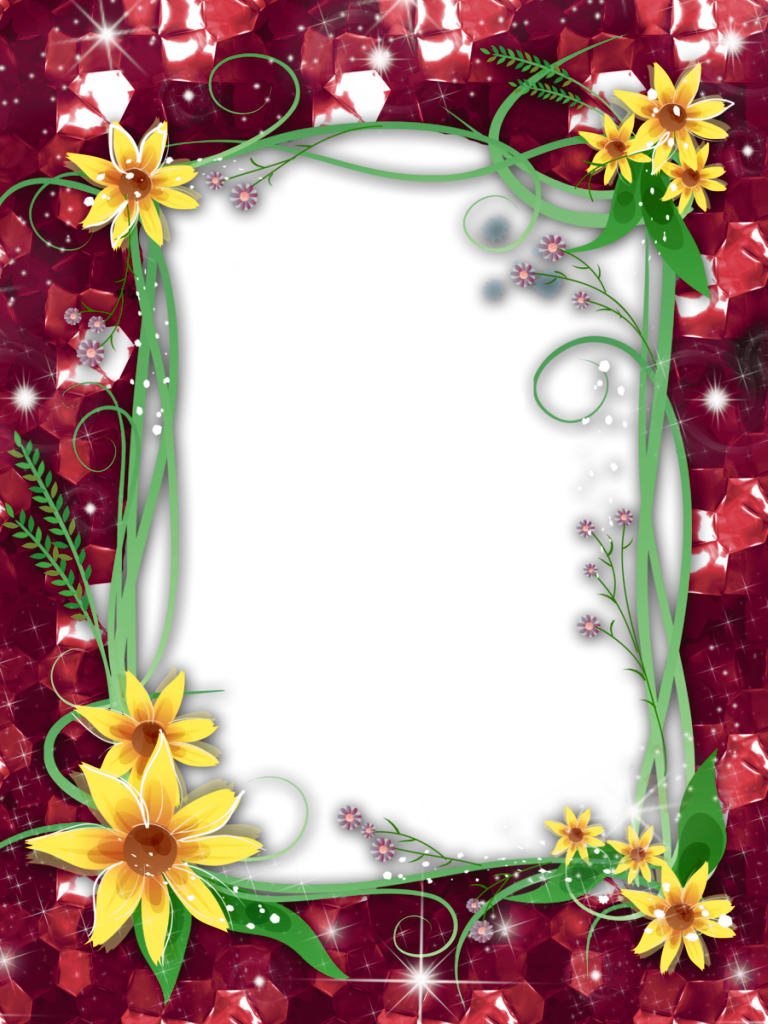 Red Flower Frame Png Transparent Image - Flower Frame Border Png Transparent (768x1024), Png Download