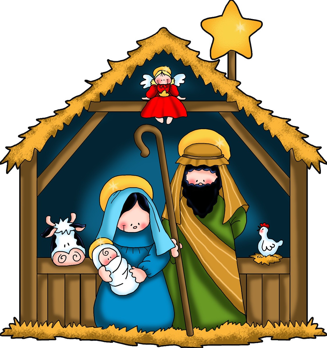 The Nativity Children Free Clip Art (1125x1200), Png Download