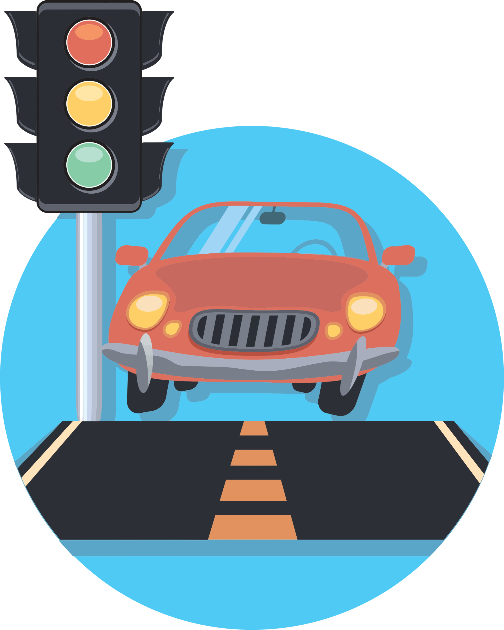 Traffic Light Png Clipart - Car At Traffic Light (1762x2203), Png Download