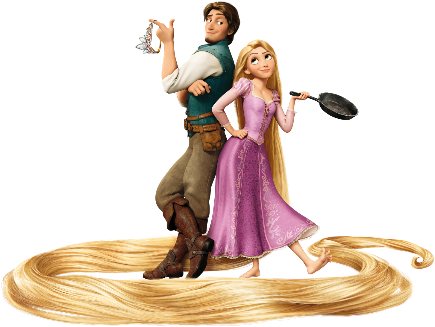 Flynn And Rapunzel - Rapunzel Y El Principe (1600x1145), Png Download