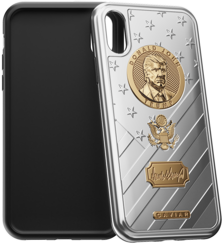 Caviar Iphone X Golden Case With Donald Trump Portrait - Iphone X (790x909), Png Download