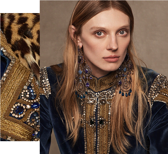 Woman Wearing Multi-tiered Drop Earrings Accented With - Girl (1366x600), Png Download