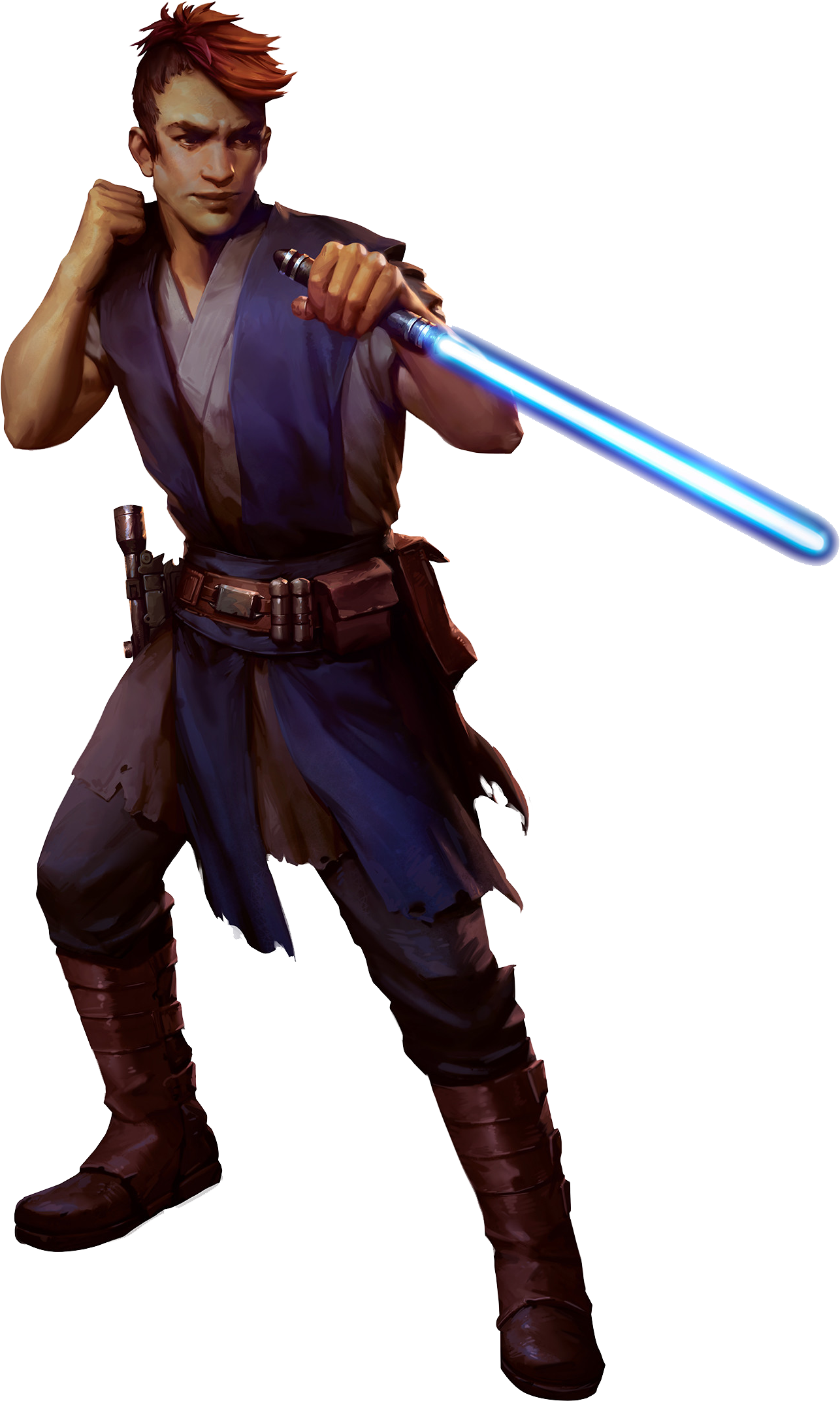 A Male Sentinel With A Blue-bladed Shoto - Star Wars (1375x2200), Png Download