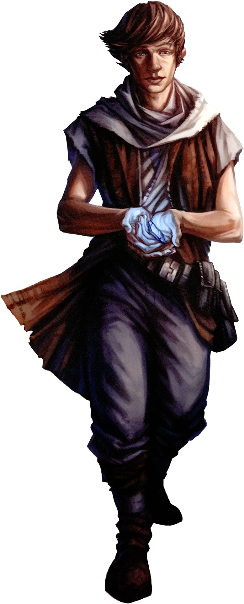 A Human Force-sentitive Holds His Lightsaber Crystal - Illustration (900x1960), Png Download