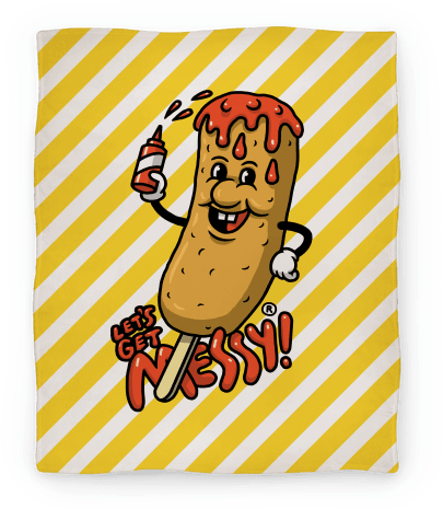 Let's Get Messy Corndog Blanket Blanket - Cartoon (484x484), Png Download