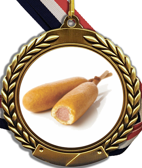 Corn Dogs Logo Medal - Organic Corndog On A Stick Pillow Case (500x589), Png Download