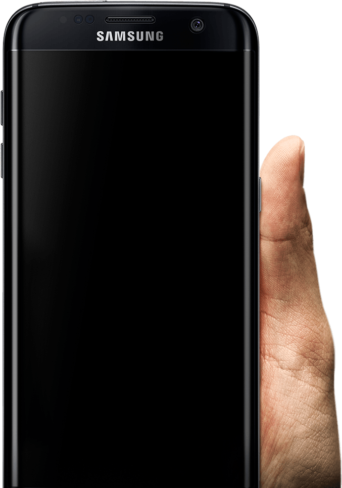 Hand Holding Up Galaxy S7 Edge Against High Contrast - Smartphone (1920x1445), Png Download