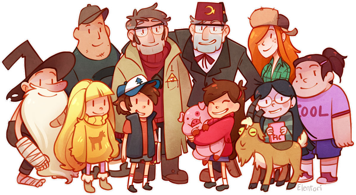 Gravity Falls All Family (1200x665), Png Download