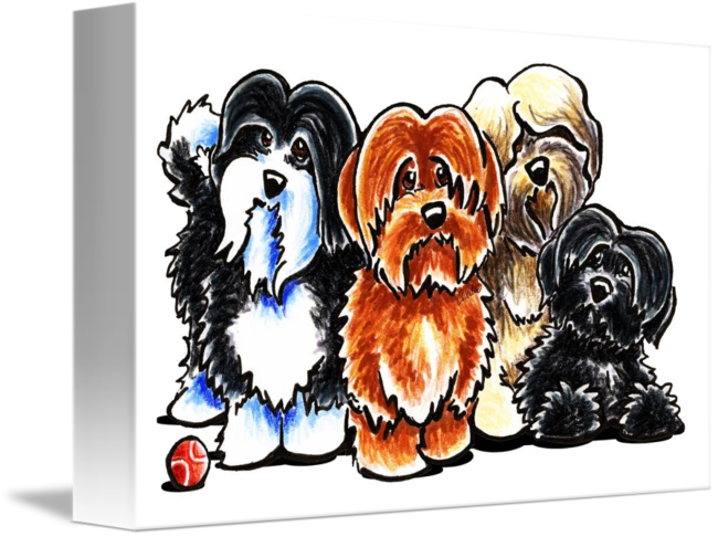 "four Havanese" By Off-leash Art™ - Four Havanese Mugs (650x486), Png Download