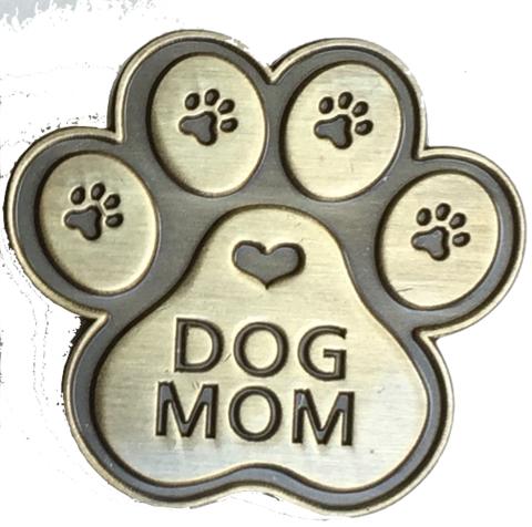 Dog Mom Paw Print Heart Lapel Pin Antique Brass 18mm - Lapel Pin (480x476), Png Download