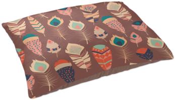 Bohemian Feather Print Dog Bed In Brown - Dog (390x390), Png Download