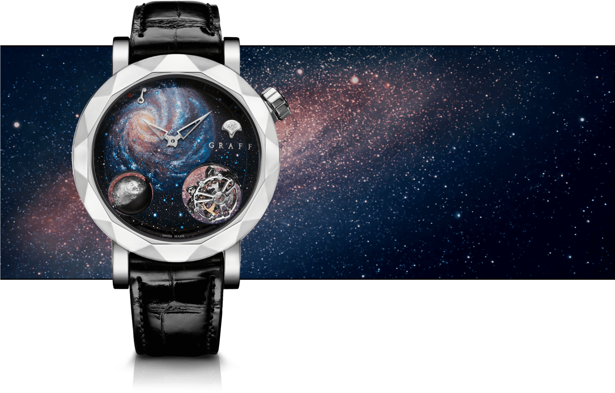 A Graff Men's Gyrograff Universe Watch With Galaxy - Galaxy Background Gold Watch (2000x1513), Png Download