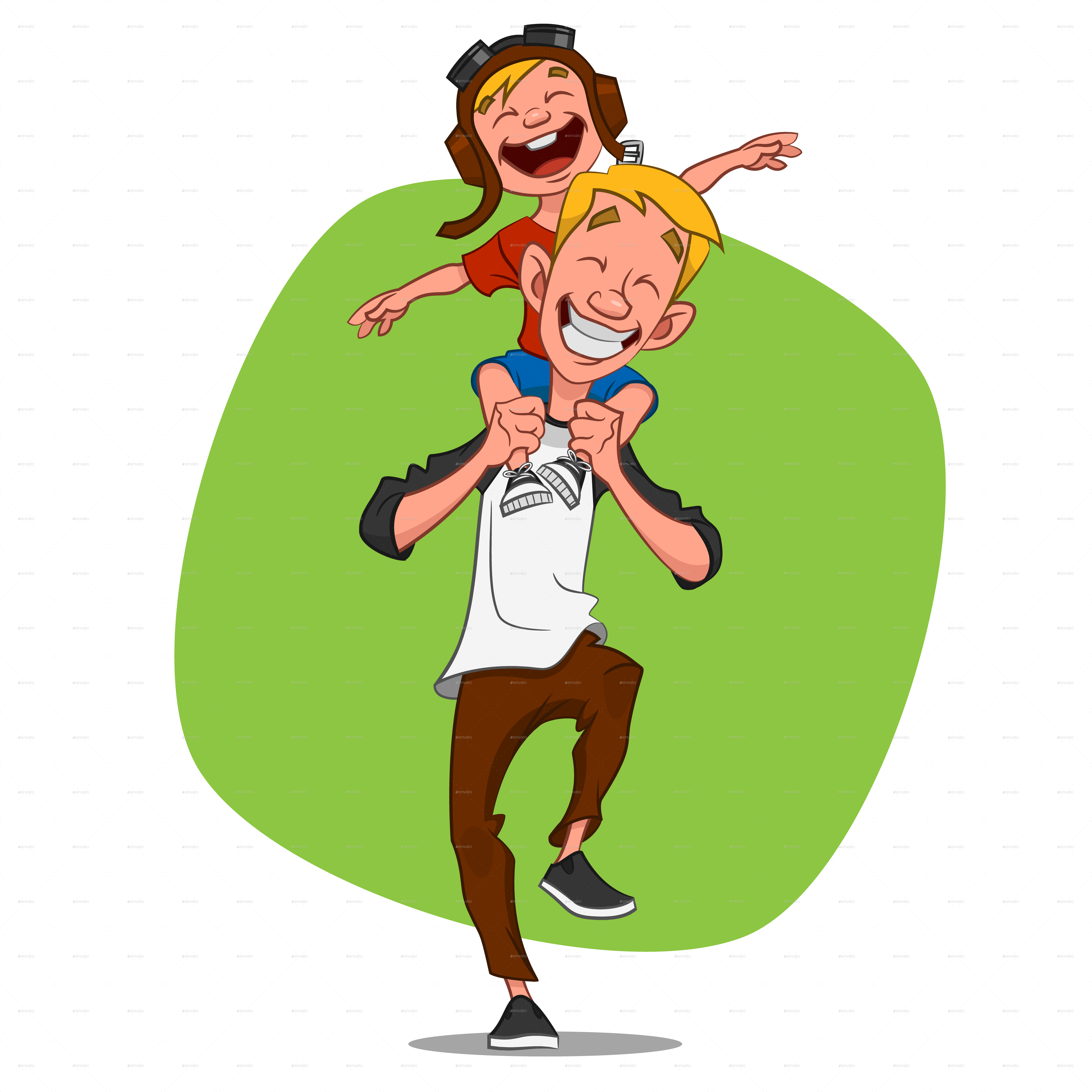 Father Son Clip Art - Father And Son Vector Png (6000x6000), Png Download