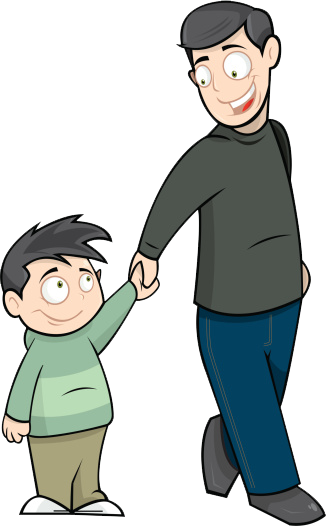 A Boat To Paradise Story Father Son - Boy And Father Clipart (326x526), Png Download