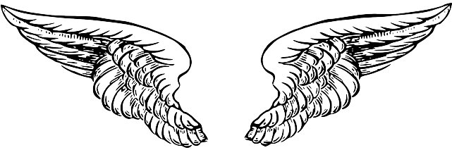 Download Black, White, Cartoon, Angel, Wing, Wings, Tattoo - Angel Wings  Drawing Png PNG Image with No Background 