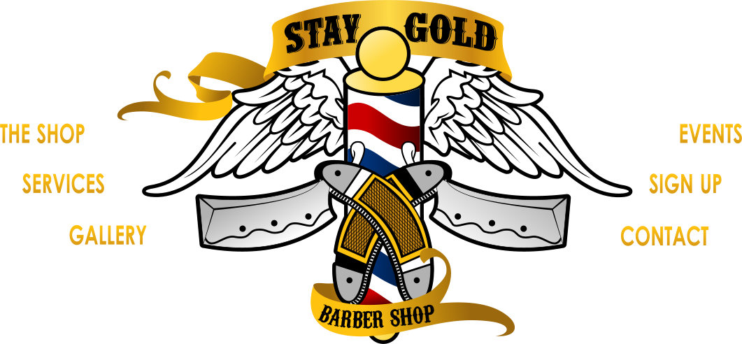 Stay Gold Barber Shop - Barber Logos (1061x492), Png Download