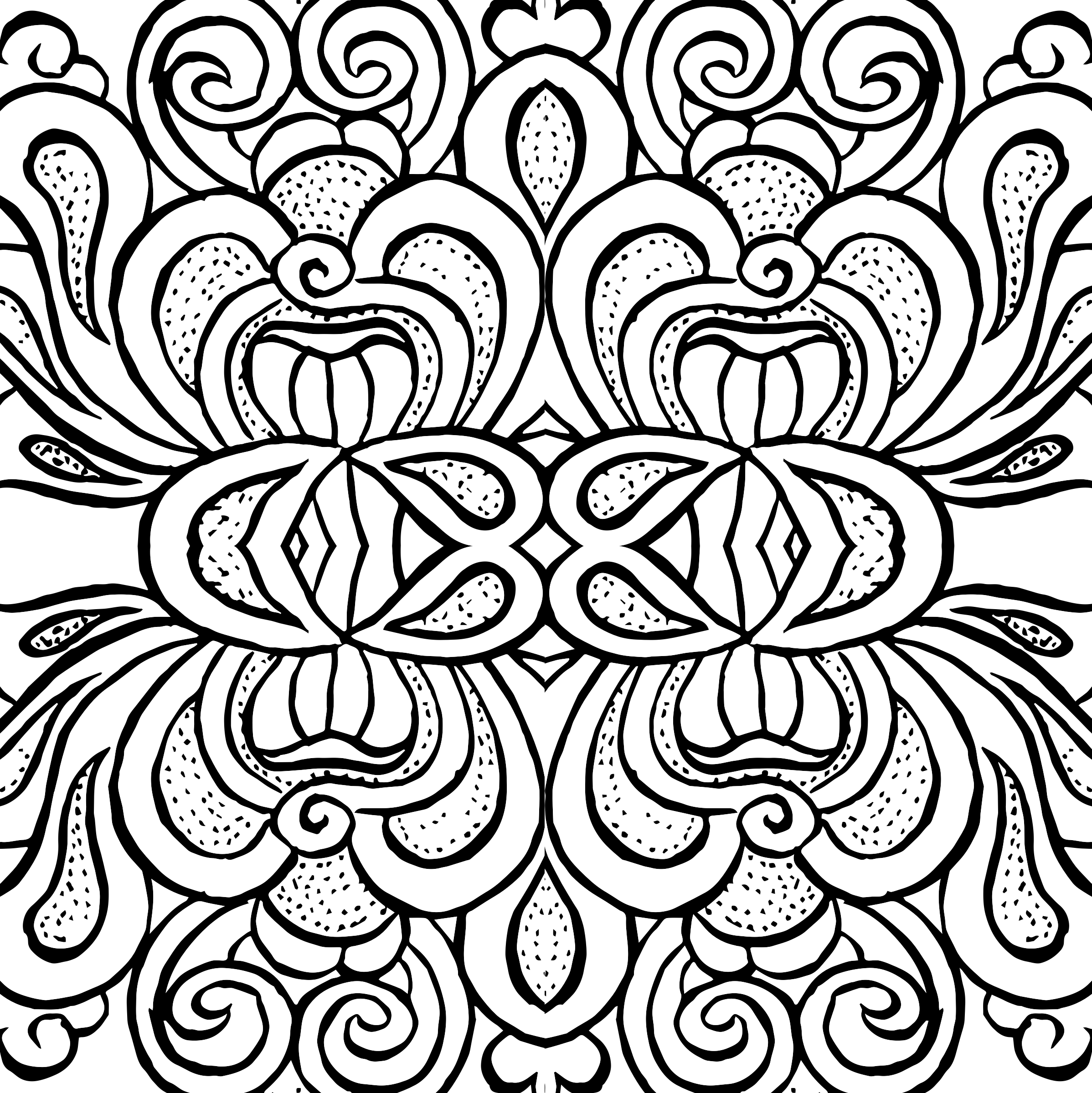 Graphic Free Download Clipart Pattern Big Image Png - Psychedelic Pattern Black And White (2396x2399), Png Download