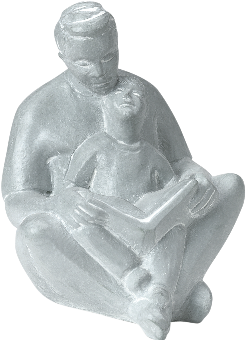 Father & Son Reading - Father And Son Sculpture (893x1200), Png Download
