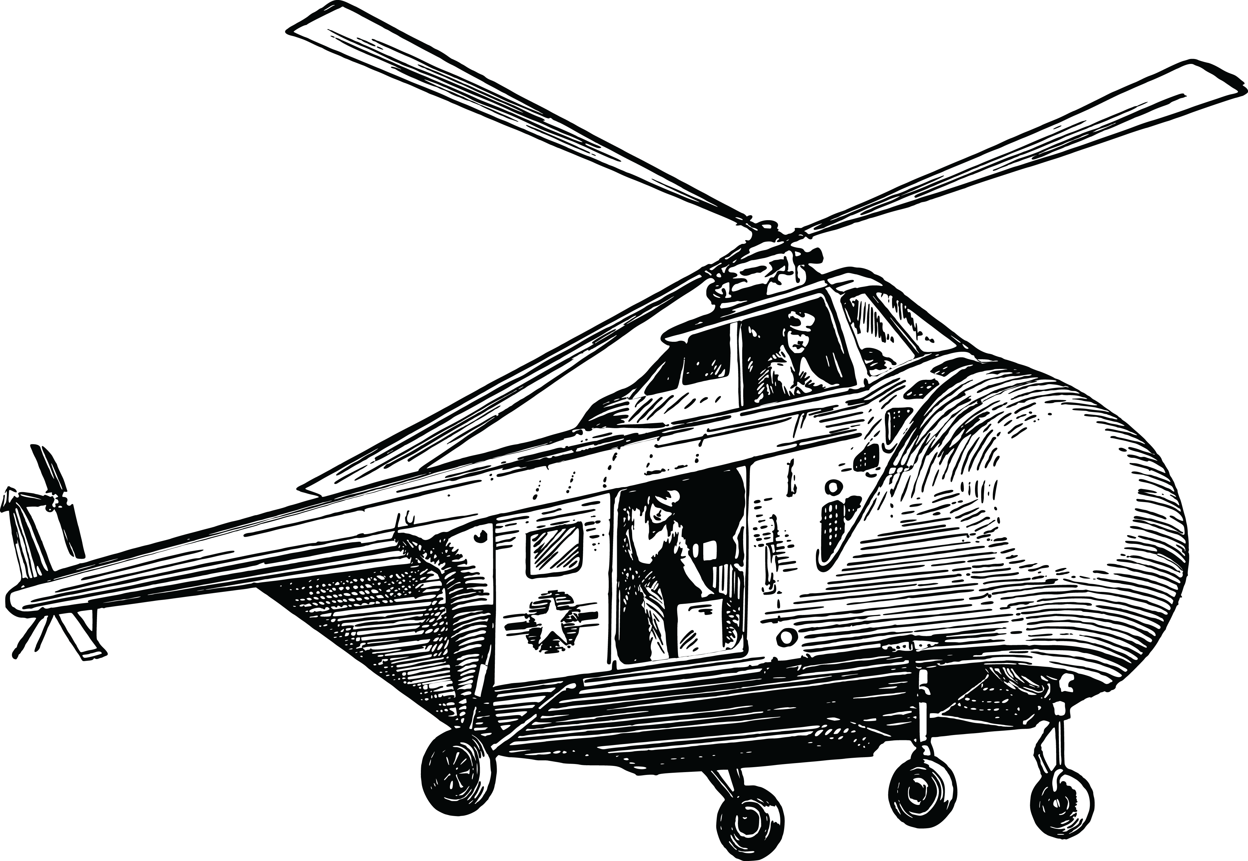 Free Clipart Of A Military Rescue Helicopter - Helicopter Clipart (4000x2761), Png Download
