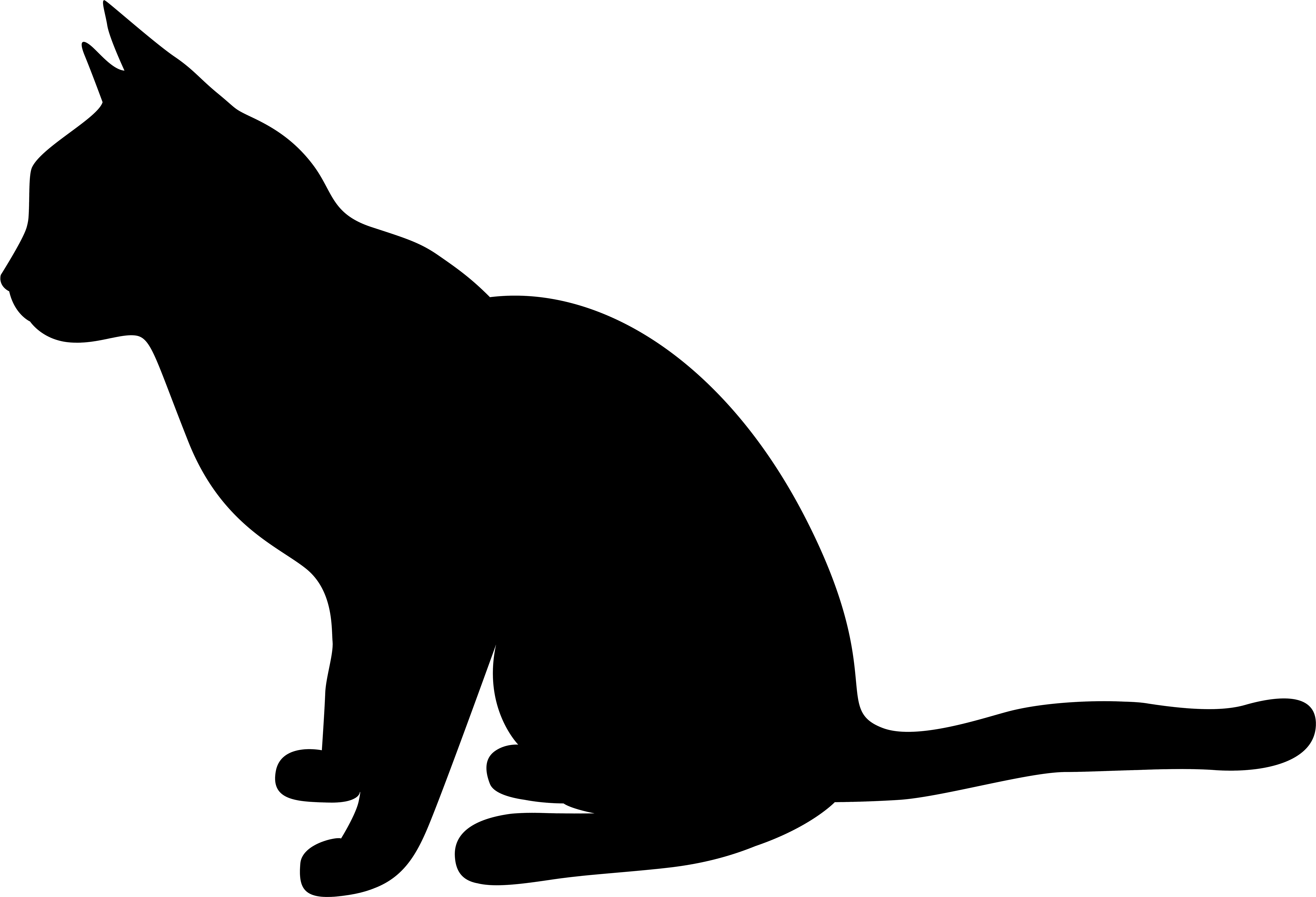 Cat Silhouette Png Clip Art Image - Cat Silhouette No Background (8000x5447), Png Download
