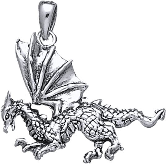 White Bronze Flying Dragon Pendant - Locket (555x555), Png Download