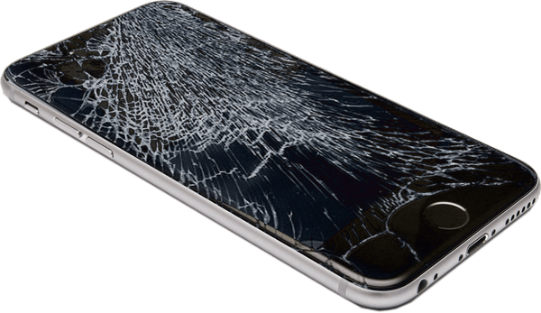 Iphone 6 Smashed Screen - Cracked Phone Screen Png (600x347), Png Download