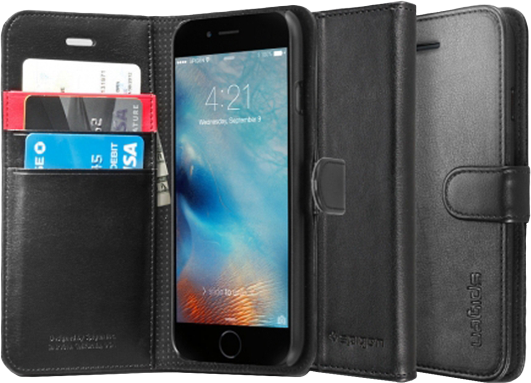 Spigen Wallet Case For Apple Iphone 6 / 6s - Spigen Wallet's Case For Iphone 6/6s Black (1200x1200), Png Download