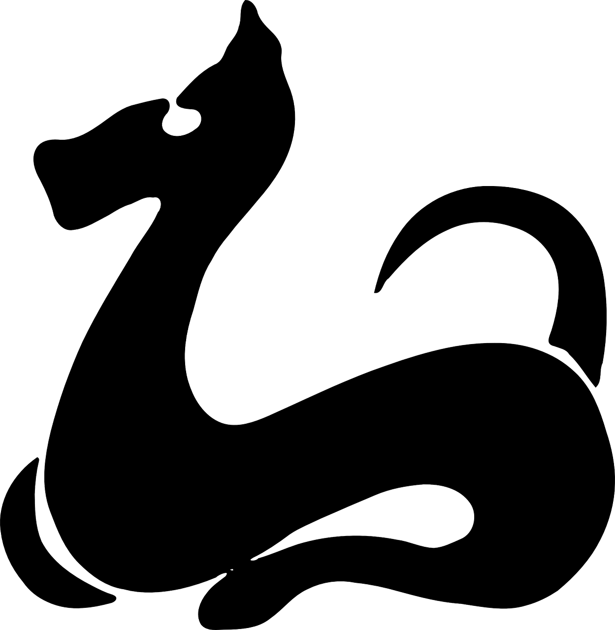 Dragon Silhouette Black - Chinese Zodiac Dog Icon (1249x1280), Png Download