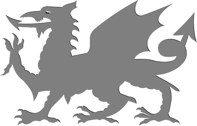 Silhouette Of Welsh Dragon - Welsh Dragon Transparent Background (640x412), Png Download