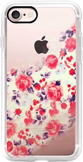 Casetify Iphone 7 Classic Grip Case - Helles Rotes, Lila Und Rosa Blumenmuster Geschenkpapier (282x560), Png Download