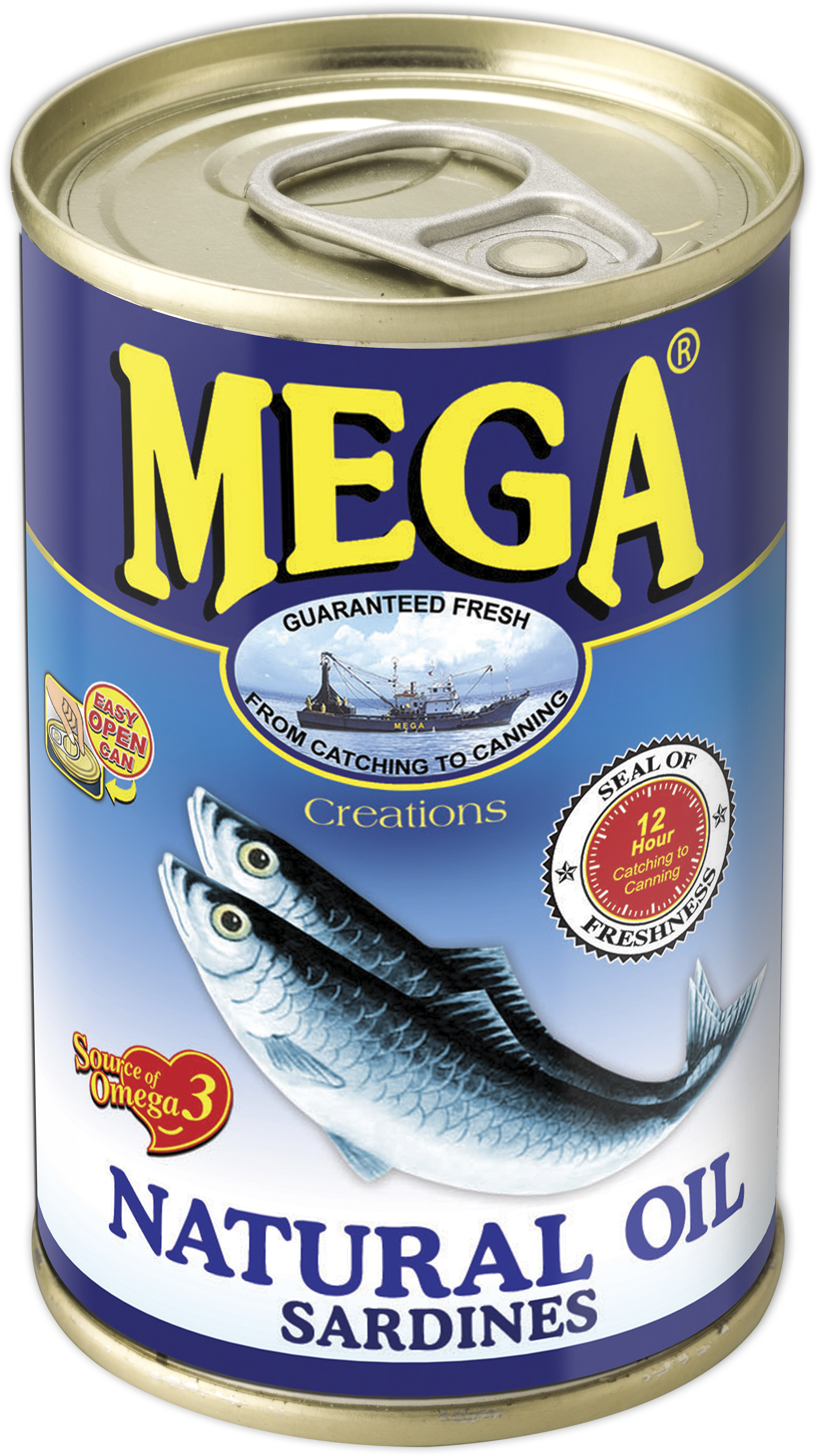 Mega Sardines In Natural Oil 155g - Mega Sardines Extra Hot (1828x3116), Png Download