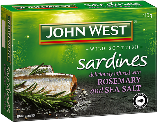 Sardines With Rosemary & Sea Salt 110g - John West Sardines In Tomato Sauce 110g (560x460), Png Download