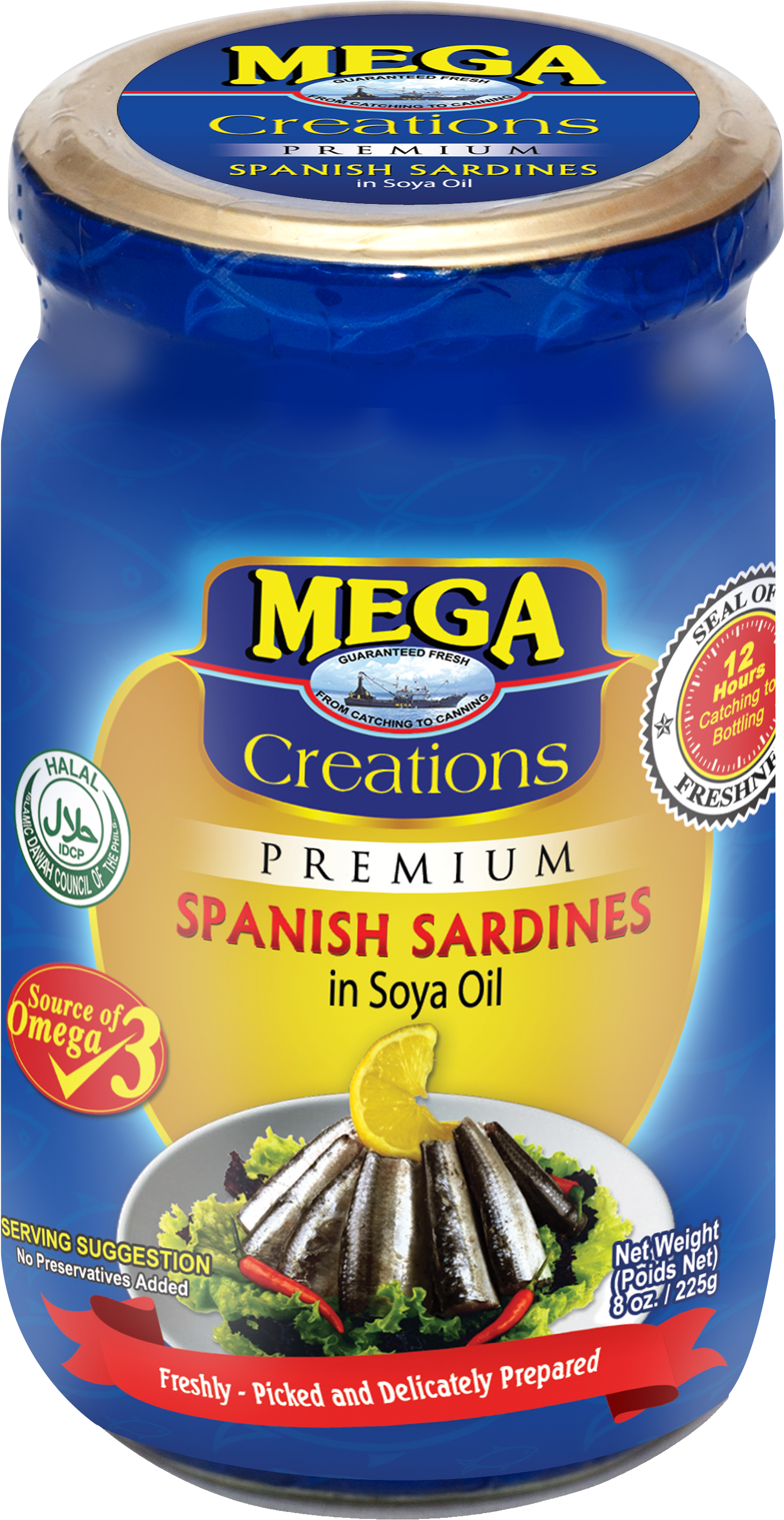 Mega Creations Spanish Sardines In Soya Oil - Mega Tuna (2550x3300), Png Download