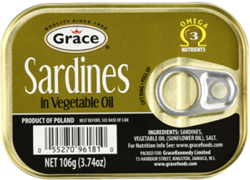 La Fe Grace Sardines In Oil - Grace Foods Grace Sardines In Vegetable Oil, 3.74 Oz (500x500), Png Download