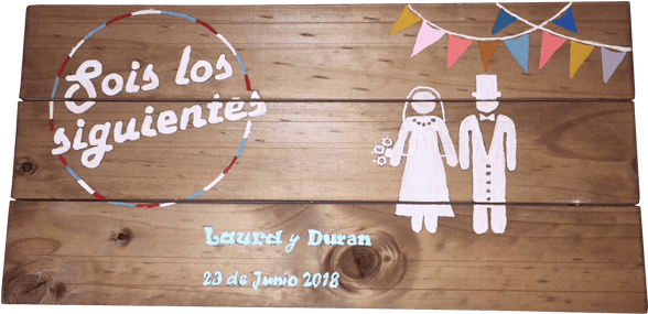 Cartel De Madera Vintage Boda - Box (600x600), Png Download